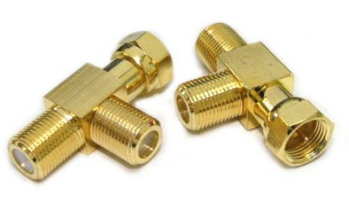 F Plug to Double Jack Gold L-Type
